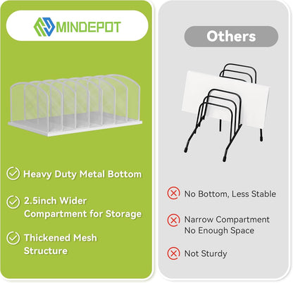 Desk File Organizer Vertical 7 Sections Mesh File Sorter Paper Storage Organizer for Desk, Office Organization File Holder Rack, White