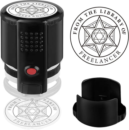 Custom Ink Stamp | Personalized Self Inking Stamp Gifts for Book Lovers, Readers, Teachers | 5 Ink Colors (Star-04)