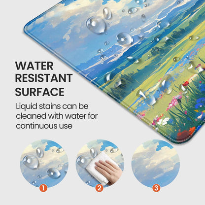 35.4 x 15.7 inches, Large Desktop Mouse pad, Keyboard and Mouse Pads for Work and Home Computers, and Large Laptop Mouse mat，Prairie and Flowers