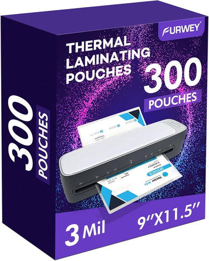300 Pack Laminating Sheets, 3 Mil, 9 x 11.5 Inches Thermal Laminating Pouches Lamination Sheet Paper for Laminator, Clear, Letter Size, Office and School Supplies