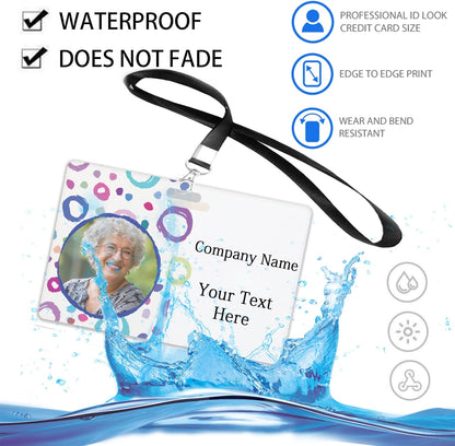 Custom Id Badge, Personalized Employee Photo Identification Card with Lanyard, Durable ID Card for Office Worker Doctor Nurse Student-Horizontal-Template1