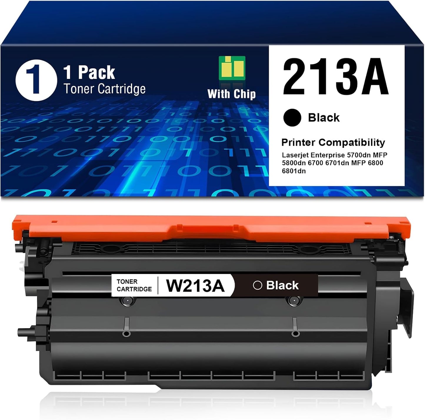 Compatible 213A W2130A Black Toner Cartridge Replacement for HP 213 A 213Y 213X W2130A Toner Work for 5700 6700 6701 MFP 5800 MFP 6800 MFP 6801 Printers (1-Pack, Black)