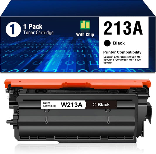 Compatible 213A W2130A Black Toner Cartridge Replacement for HP 213 A 213Y 213X W2130A Toner Work for 5700 6700 6701 MFP 5800 MFP 6800 MFP 6801 Printers (1-Pack, Black)