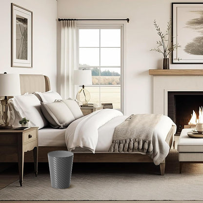 Bathroom Trash Can, 3 Pack 1.8 Gallons Small Trash Can with Trash Bags, Bathroom Garbage Can, Plastic Trash Bin, Round Waste Basket for Bedroom, Office, Room (White Black Grey)