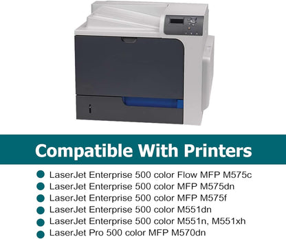 4 Pack Replacement for HP 507A Toner Cartridges Works with HP Laserjet Enterprise 500 Color M551,Laserjet 500 Color MFP M575,Laser Pro 500 MFP M570 Series (Black,Cyan,Magenta,Yellow)