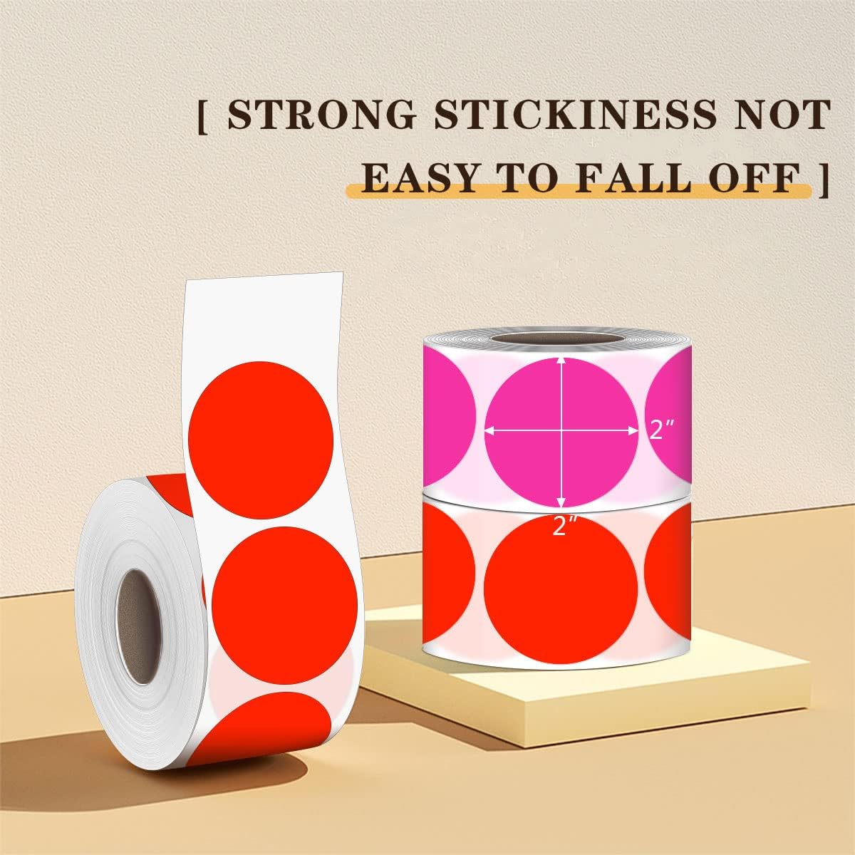 PARLAIM Fluorescent Red Color Coding Sticker 2 Inch, Round Circle Dot Labels 500pcs Inventory Moving Label