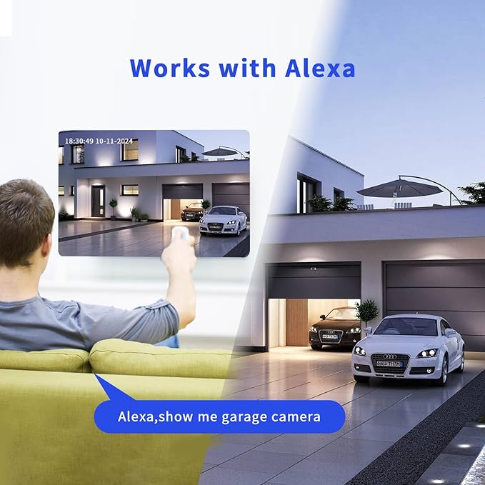 2K Solar Security Camera Wireless Outdoor,WiFi Cameras for Home Security Battery-Powered,Compatible with Alexa,360°PTZ Full Color Night Vision,PLR Alarm,2-Way Audio,Cloud/SD Storage