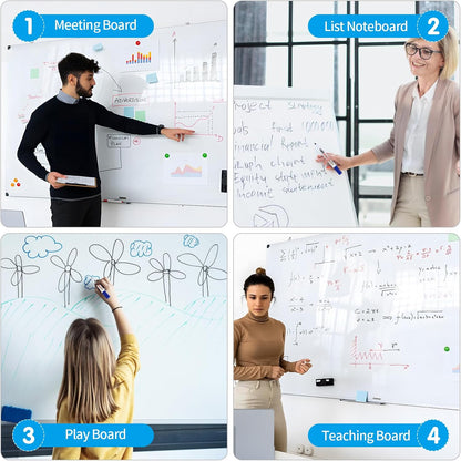 Magnetic Dry Erase Whiteboard 40"x18" - Self-Adhesive Flexible Wall Board Kit with 11 Markers, 6 Magnets, Magnetic Eraser & Holder - Ultra Smooth Writing,Effortless Clean for Office, Home, School