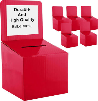 Raffle Ticket Donation Collection Ballot Box Reusable Sturdy thick Cardboard with Slot comment Suggestion Box With Removable Header 6H x 6W x 6D, Display area 6H x 6W(Pink 5 pack)