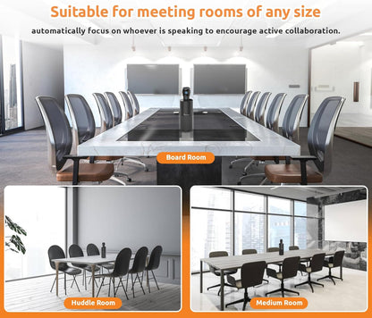 TOUCAN 360-Degree Video Conference Camera, 1080p HD Webcam with 4 Noise Reduction Mics, Speaker, AI Tracking, Works with Zoom, Google Voice, Microsoft Teams and More, for PC/Mac/Tablet