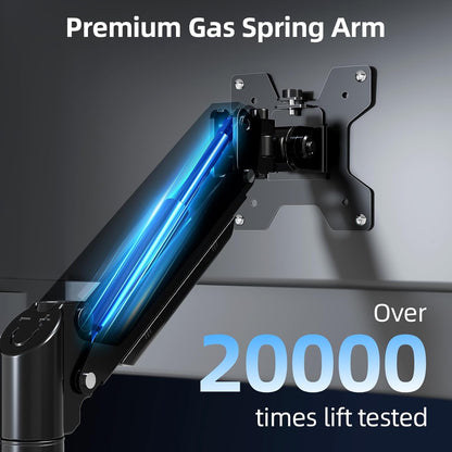 Monitor Arm for 13-32 inch Screens, Monitor Desk Mount, Adjustable Height, VESA Mount with Clamp & Grommet Bases, Freelift Black