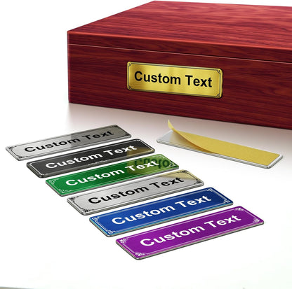 Stainless Steel Personalized Name Plate with Adhesive - Custom Plaque, Name Tag, Badge, Lable, Sign - Decorative Engraved Name Plates for Trophy, Award, Memorial