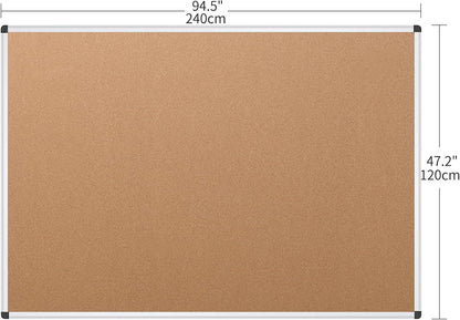 VIZ-PRO Cork Notice Board Bulletin Board, 96 X 48 Inches, Pack of 2, Silver Aluminium Frame