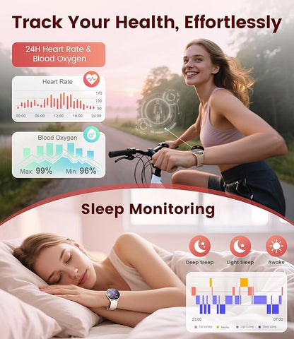 Smart Watches for Women with Make/Answer Calls, 7,99 mm Ultra-Thin Elegant Fitness Tracker with 1,43'' HD AMOLED Display, IP68 Waterproof, 100+ Sports Modes, Women's Health for iOS Android, Rose Gold