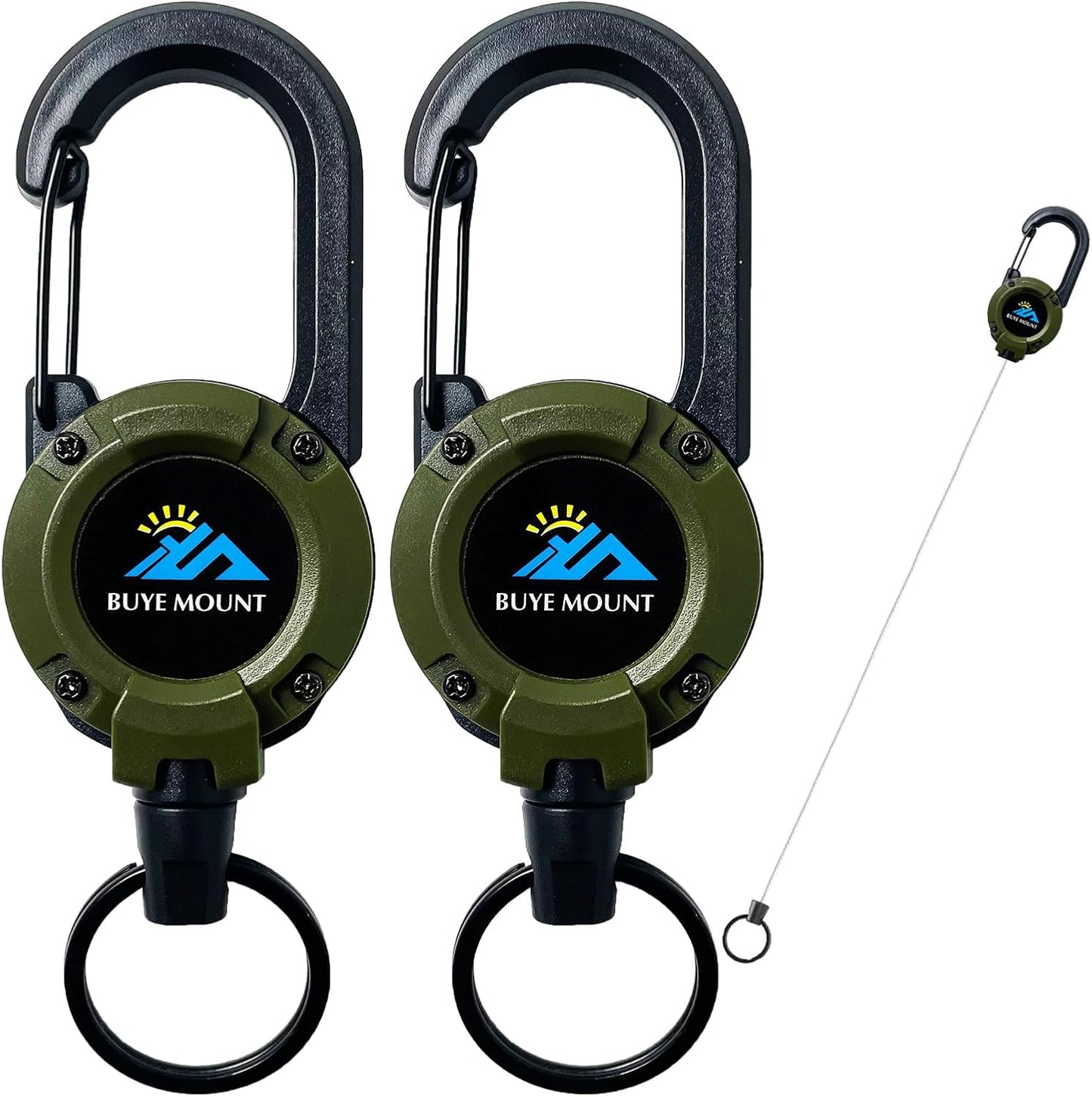 Retractable Keychain Heavy Duty 2Pack, Multitool Carabiner Badge Holder, Retractable Keychain Clip Id Holder, Upgraded 58cm Stainless Steel Cord Green