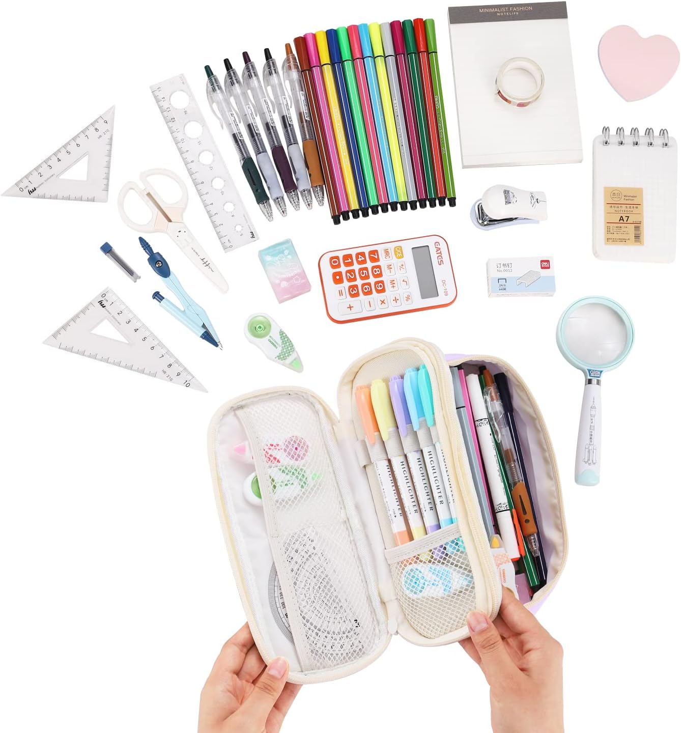 Dugio Big Pencil Case for Girls Organizer Pencil Bag with Zipper Pencil Pouch for School Teens Kids Aesthetic Large Pencil Pouch Purple