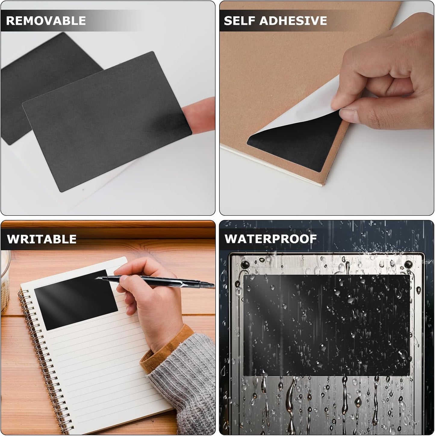 Black Color Coding Labels 3 × 2 Inches Self-Adhesive Rectangle Stickers Waterproof Name Tags for Office School Home 40 PCS