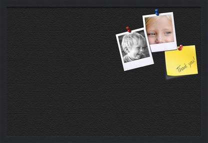 PinPix pin Cork Bulletin Board Made from Canvas, Classic Black Pattern 30 x 20 Inches (Completed Size) and Framed in Satin Black (PinPix-622)