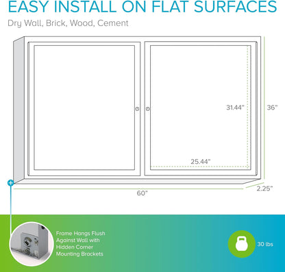 Ghent 36"x60" 2-Door Outdoor Enclosed Vinyl Bulletin Board, Shatter Resistant, with Lock, Satin Aluminum Frame - Caramel (PA23660VX-181), Made in the USA