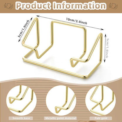 Landhoow 2 Pcs Business Card Holder for Desk, Cute Metal Card Organizers Display Stand Postcard Holder Rack for Desktop Working Office Home Daily Use(Gold)