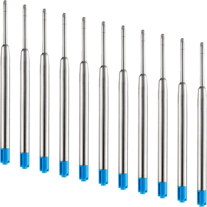 HeTaoCat Blue Ink Refill Pack of 5, Replaceable Ballpoint Pen Refills, Medium Point Metal Refil (Blue)