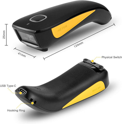 NETUM QR Code Scanner, Mini Barcode Scanner Bluetooth Compatible, Small Portable USB 1D 2D Bar Code Scanner for Inventory, 2.4G Cordless Image Reader for Tablet iPhone iPad Android iOS PC POS - C750