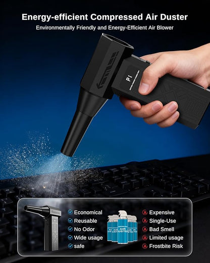 Compressed Air Duster-280000RPM Electric Air Duster,4-Gear Adjustable Super Power Air Blower,Rechargeable Mini Blower with Fast Charging for PC,Keyboard,House,Outdoor & Car