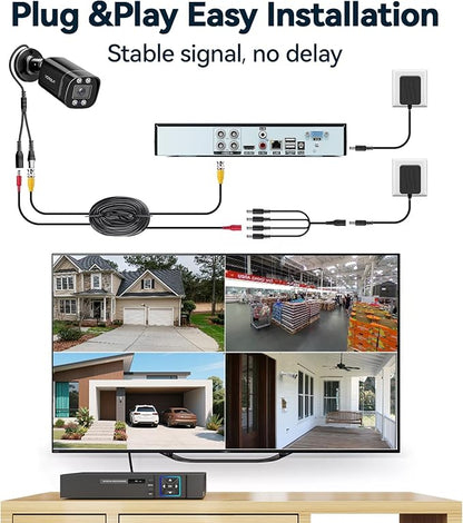 Wired Security Camera System Outdoor, 4pcs Surveillance CCTV Bullet Cameras for Home Security, 4CH AHD TVI 5MP Lite DVR Recorder with 500G HDD, Motion Detection, Night Vision, Waterproof
