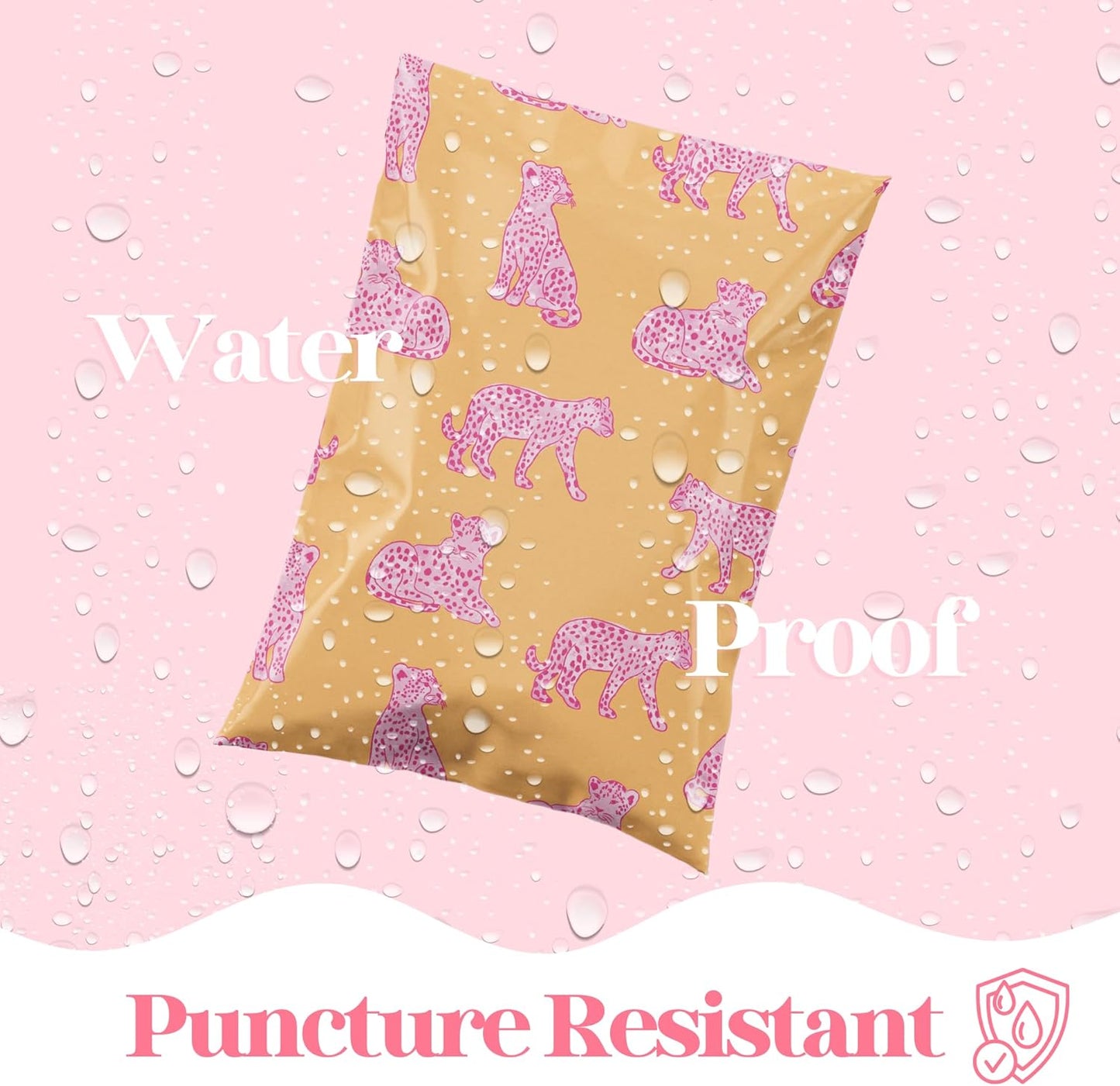 14.5x19 Designer Poly Mailer 100 Pack Heavy Duty Waterproof Self Seal Shipping Bags for Small Business Large Mailing Envelopes Bulk Tear Resistant Packaging Pink Orange Leopard