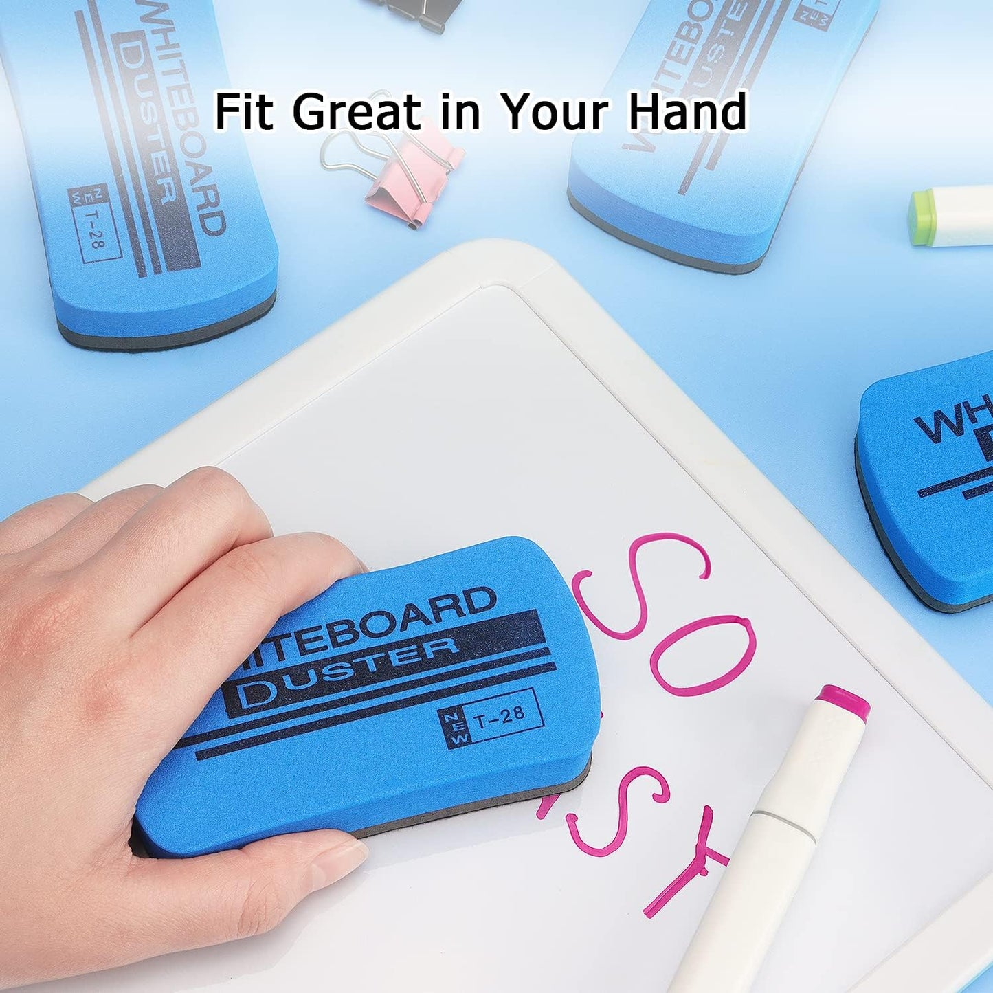 Tamaki 6 Pack Magnetic Whiteboard Eraser, Dry Eraser Erasers for White Board, Whiteboard Erasers for Kids Classroom, Blue