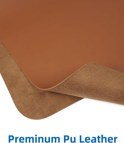 Leather Desk Pad Blotter,Mouse Pad,Office Desk Mat, Non-Slip PU Leather Desk mat,Large Desk mat,Waterproof Keyboard mat for Office/Home/Decor (Brown,31.5" x 15.7")