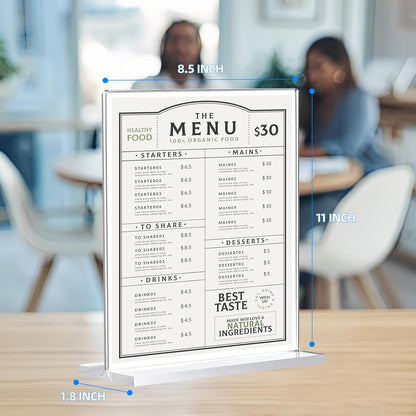 10 Pack Acrylic Sign Holder 8.5 x 11, Double-Sided Clear Sign Holder Plastic Stands for Display, T Shape Acrylic Table Sign Stands for Office Store Restaurants Wedding Party Decoration