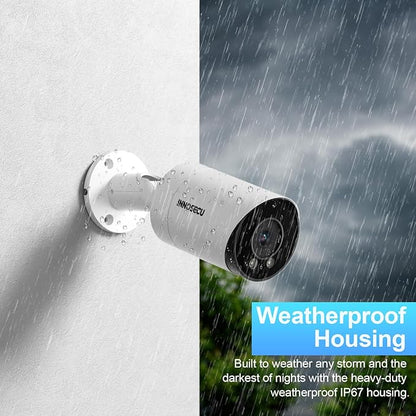 5MP PoE IP Camera, Bullet Security Surveillance Camera Outdoor IP67, Fixed Lens Wide 2.8mm with Wide Angle 110°, Built-in Mic, Human & Vehicle Detection, Night Vision 100ft, INB5GR49E