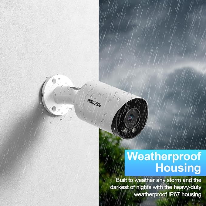 8MP AI IP PoE Camera, Bullet Security Surveillance Camera Outdoor IP67, Face Detection, Human &Vehicle Detection, 2.8mm Lens Wide Angle 110 °, Built-in Mic, Night Vision 100ft, INB8BR49E