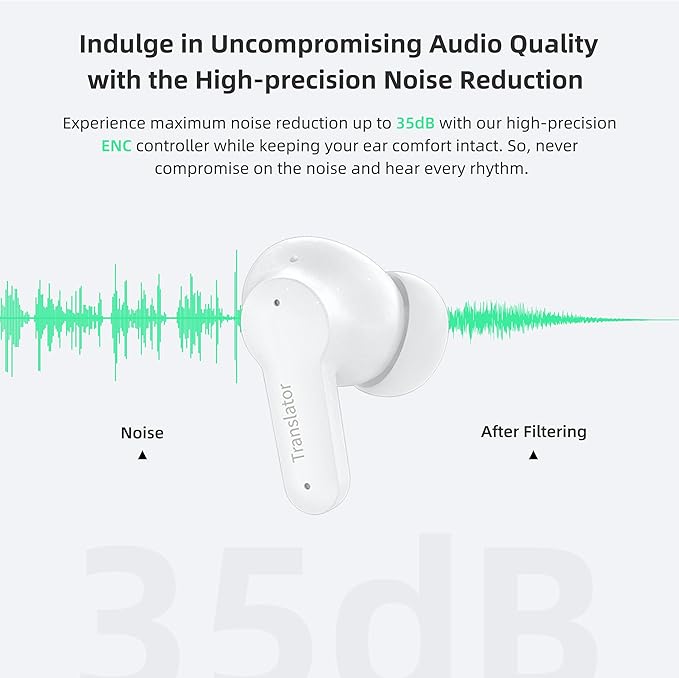 M3 AI Translation Earbuds Real Time, Language Translator Device in 144 Languages, 3-in-1 Offline Two-Way Audífonos Traductores, Live Translate Headphones, No Subscription Required (White)