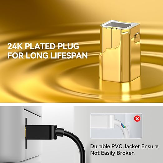 SAMZHE 5FT USB A to B Printer Cable, High Speed Printer Cord for HP Canon Epson Dell Samsung Brother Lexmark Xerox, USB 2.0 Cables Compatible with Printers, Scanner, External Hard Drive, MIDI Keyboard