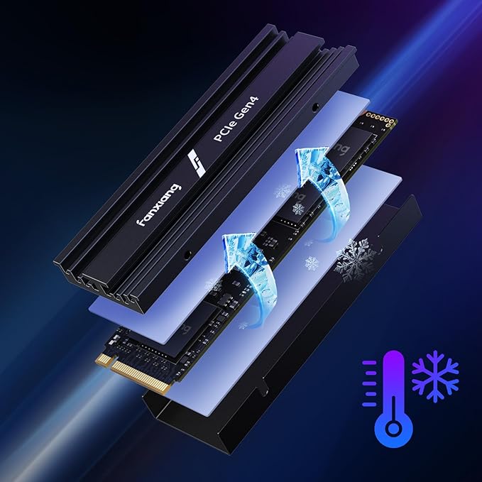 fanxiang 1TB NVMe Internal Gaming SSD for PS5 with Heatsink, Up to 7100MB/s M.2 SSD PCIe Gen 4 SSD Storage Expansion Compatible with PS5, Internal Solid State Drive for Gamers, Professionals, Creators