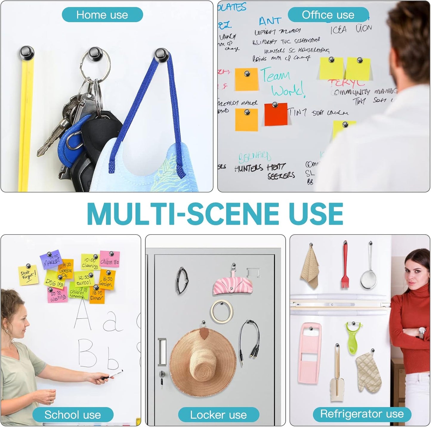 Pack of 24 Black Fridge Magnets Strong Refrigerator Magnets Push Pins Magnets for Whiteboard Office Classroom Map Kitchen Office Locker