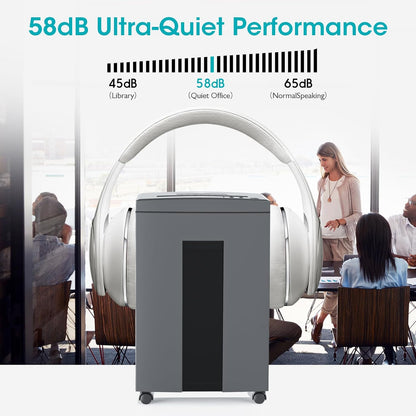 WOLVERINE 18-Sheet Shredders for Home Office Heavy Duty P-4 Security Level Crosscut Paper Shredder Paper/CD/Card Ultra Quiet Paper Shredder for Home with 6 Gallons Pullout Waste Bin SD9113(Grey ETL)