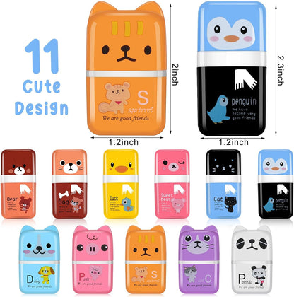 Seajan 44 Pcs Erasers for Kids Gift Bulk Cute Animal Themed Pencil Eraser with Clean up Roller for School Party Christmas Favors(Classic)