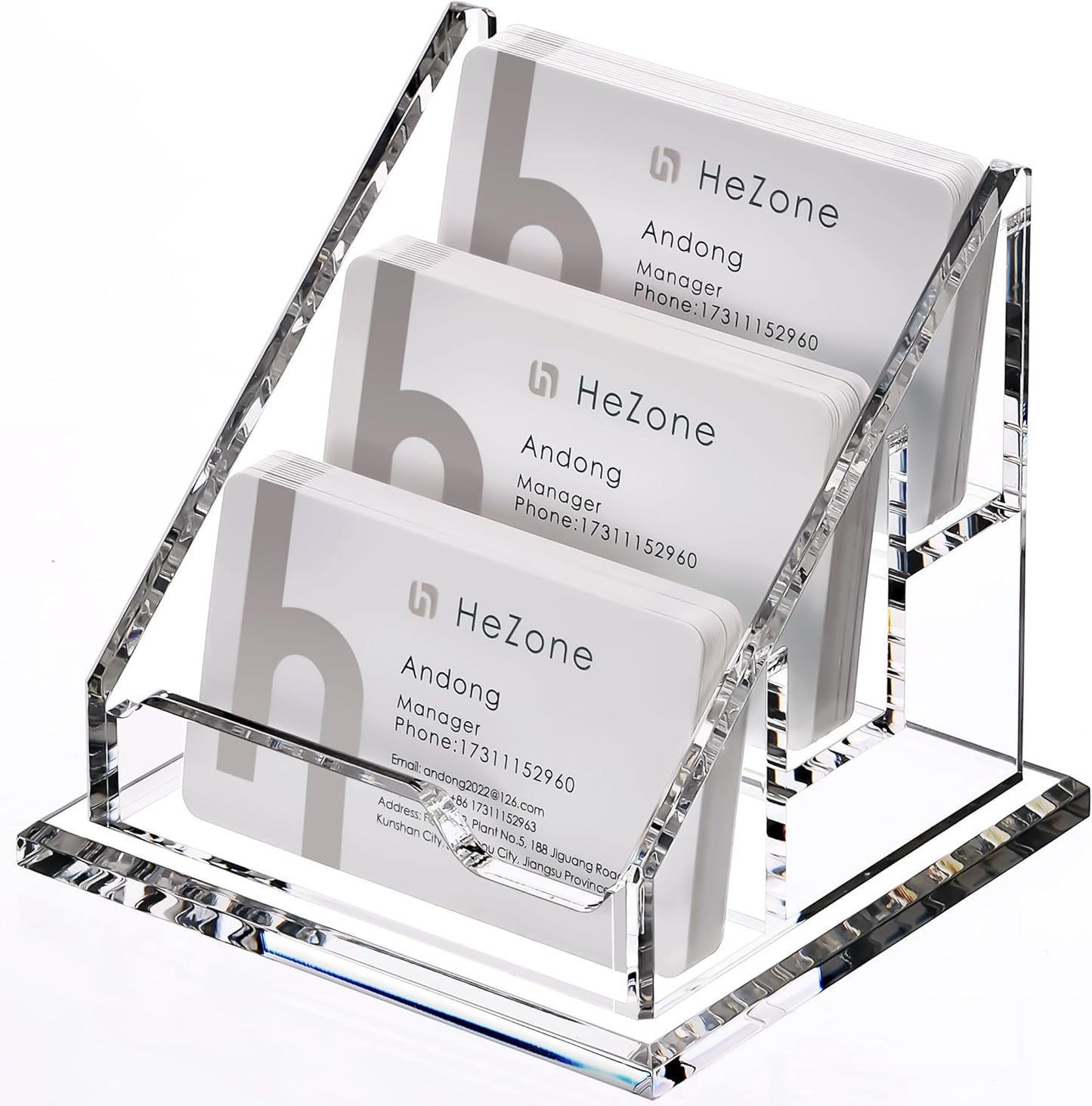 Acrylic Card Holder Clear Horizontal Business Card Organizer Stand for Desk 3 Slots 3 Tier Business Cards Stand for Women and Men,Office Desk Accessories,Organize 150 Cards-1 Pack(3 Slots-H)