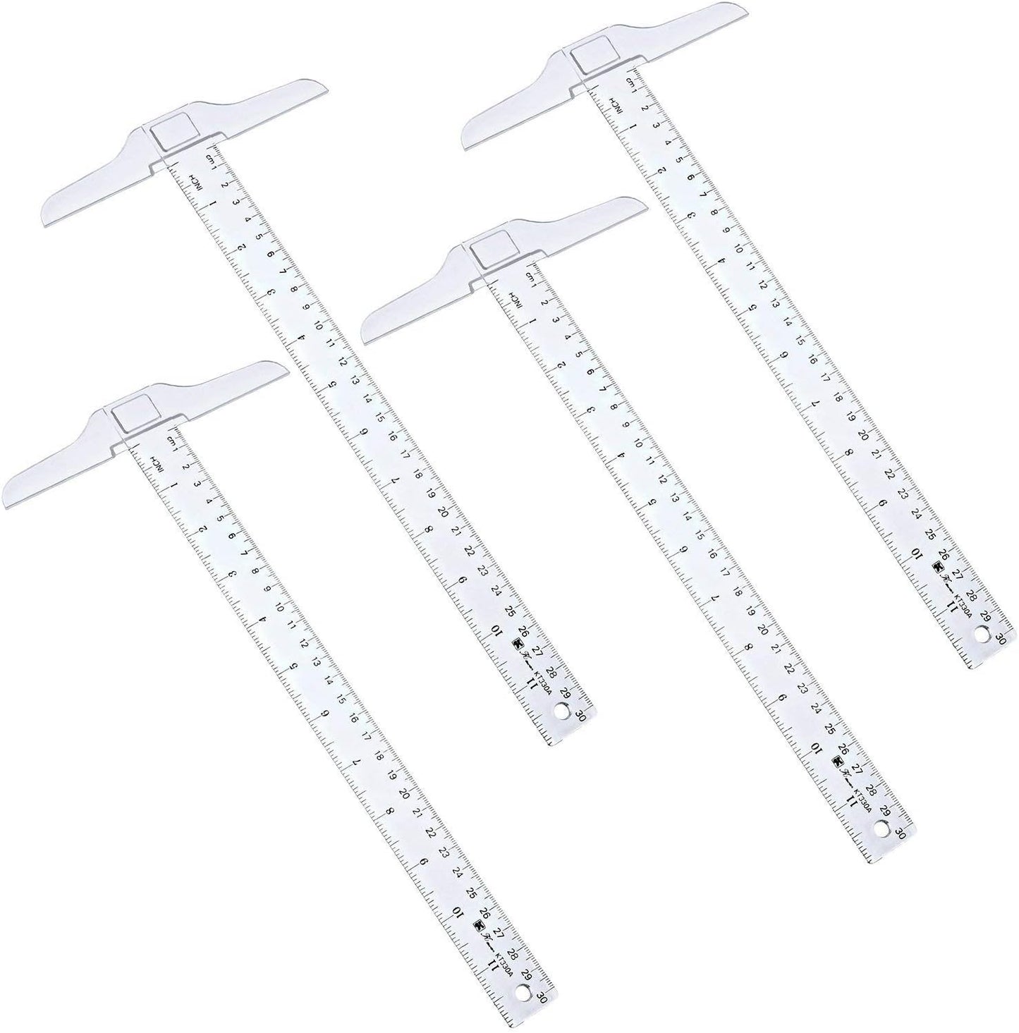 12 Inch/ 30 cm T-Square Ruler Plastic Transparent T-Ruler for Drafting and General Layout Work (4)