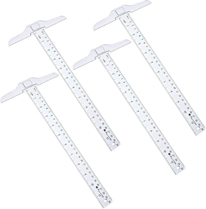 12 Inch/ 30 cm T-Square Ruler Plastic Transparent T-Ruler for Drafting and General Layout Work (4)