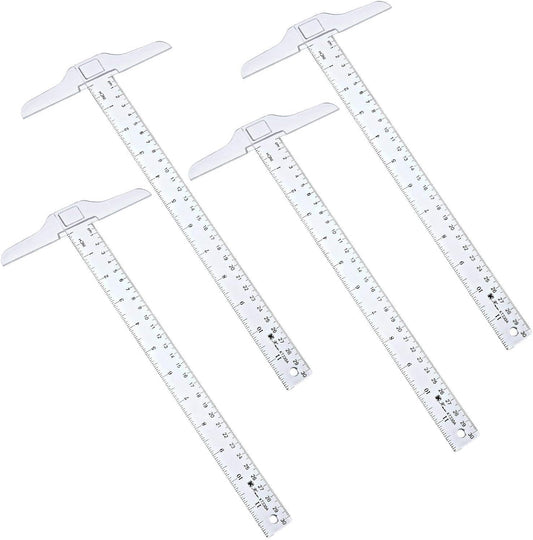 12 Inch/ 30 cm T-Square Ruler Plastic Transparent T-Ruler for Drafting and General Layout Work (4)
