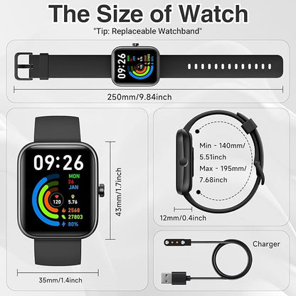 Smart Watch for Women Men with Bluetooth Call, Alexa Built-in Smartwatch, 1.83"DIY Dial Fitness Watch with Sleep Heart Rate Monitor, 110+ Sport Modes, IP68 Waterproof Watch Compatible with Android iOS