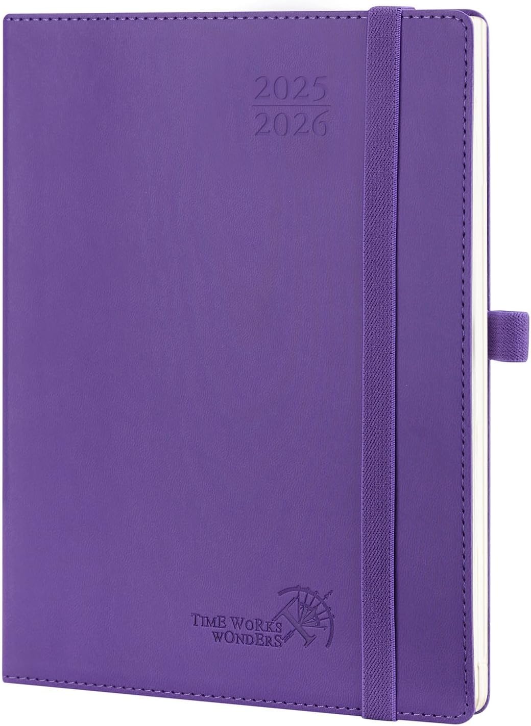 POPRUN Planner 2025-2026 (Medium - 6.5'' x 8.5'') Academic Weekly Calendar (July 2025 - June 2026) with Hourly Time Slots, Monthly Tabs, 100GSM Thick Papers, Leather Soft Cover - Purple