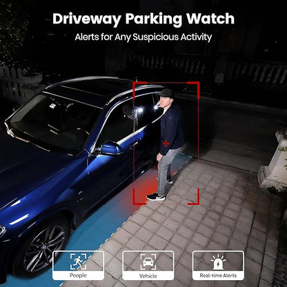 aosu Security Cameras Wireless Outdoor - 3K/5MP Solar Powered 400-Lumen Floodlight Camera, 360° Pan/Tilt Surveillance, Night Vision, 2.4GHz WiFi Camera, Auto Tracking, AI Human/Vehicle/Pet Detection