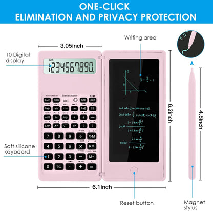 Scientific Calculators for Students, 10-Digit Large Screen, Math Calculator with Notepad, Classroom Must Haves for Middle High School Supplies & College （Pink