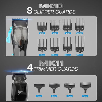 HUMMINGBIRD Pro Series Hair Clippers and Trimmer Set – 9,000 RPM Brushless Motor, DLC Blade, Zero-Gapped T-Blade Trimmer, Cordless USB-C Rechargeable, Super Torque, Carry Case, Professional Barber Kit