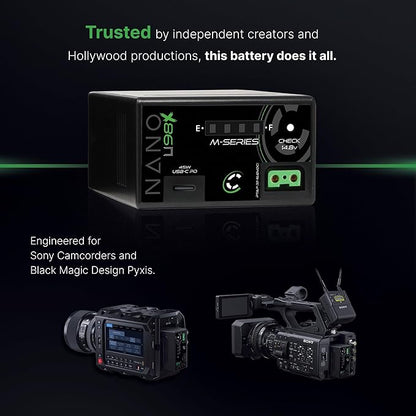 CoreSWX LLC Core NANOU98X, 98wh Micro Sized Sony BPU-Style Smart Battery Pack, 14.8v 6.6Ah. 10A Draw with Fuel Gauge, USBCPD and Ptap